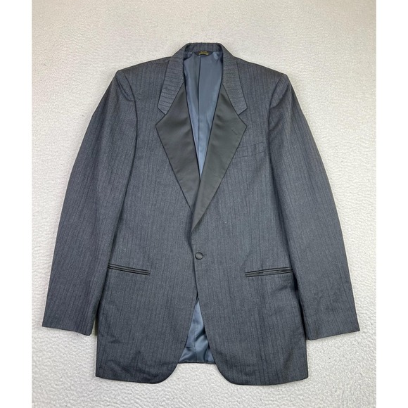 Vintage Yves Saint Laurent Tuxedo Jacket Mens 42L Gray Shawl Lapel USA 80s
